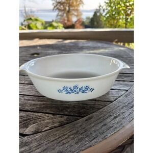 ANCHOR HOCKING BLUE CORNFLOWER 1.5 QUART OVAL CASSEROLE DISH #433